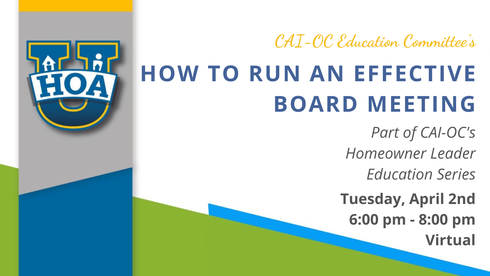 HOA U How to Run an Effective Board Meeting